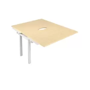 Image of Telescopic Sliding 2 Person Extension Bench with Cut Out and White Frame - 1600mm - Maple