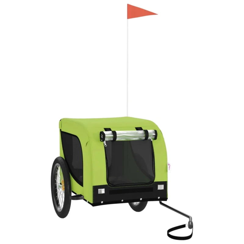 Image of VIDAXL Vidaxl - Pet Bike Trailer Green and Black Oxford Fabric and Iron 8720845770969