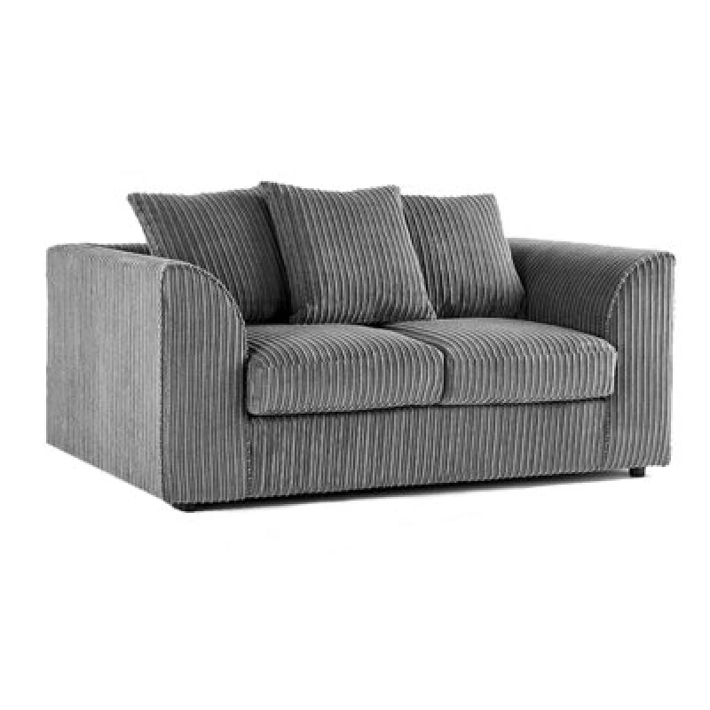 Image of Furnishings For Less UK Luxor Jumbo Cord Grey Fabric 2 Seater Sofa