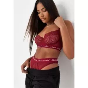 Image of Missguided Lace Balconette Bra - Red
