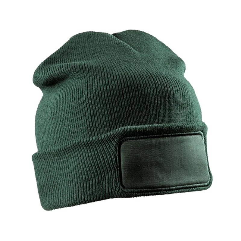 Image of Result Result Men Double Knit Printable Beanie in Bottle Green Bottle Green One Size Male 5063425903719