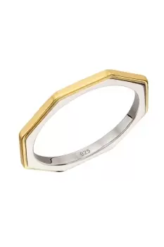 Image of Sterling Silver & Gold Plating Octagon Shaped Band Ring