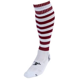 Image of Precision Hooped Pro Football Socks White/Maroon - UK Size 3-6