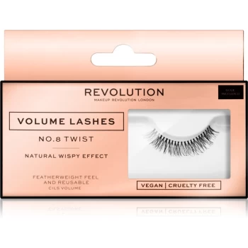Image of Makeup Revolution False Lashes Volume Stick-On Eyelashes + Glue 1ml NO.8 Twist