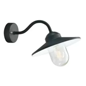 Image of Karlstad 1 Light Outdoor Fisherman Dome Wall Lantern Light Black IP55, E27