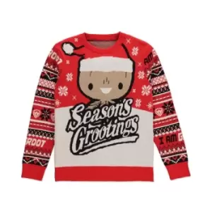 Image of Guardians of the Galaxy Knitted Christmas Sweater Seasons Grootings Size M