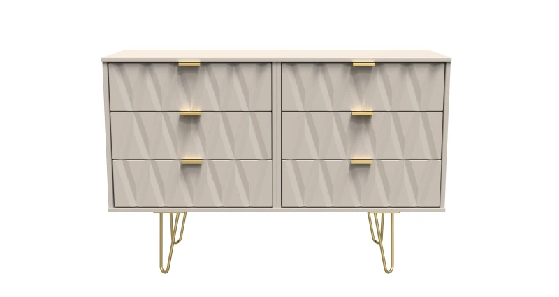 Image of Welcome Furniture Ready Assembled Diamond 6 Drawer Chest In Kashmir Matt, Cream DIF015KMK