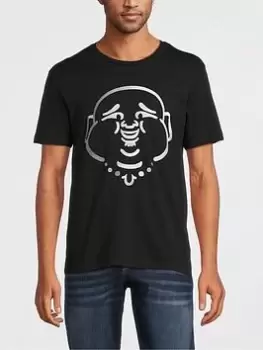 Image of TRUE RELIGION Ombre Buddha Face T-Shirt - Black Size M Men