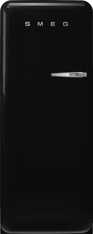 Image of Smeg 244 Litre Fifties Style Left Hand Hinge Freestanding Fridge With Ice Box Black FAB28LBL6UK Black