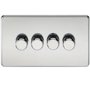 Image of KnightsBridge 60-400W 4G 2 Way 230V Screwless Polished Chrome Electric Dimmer Switch