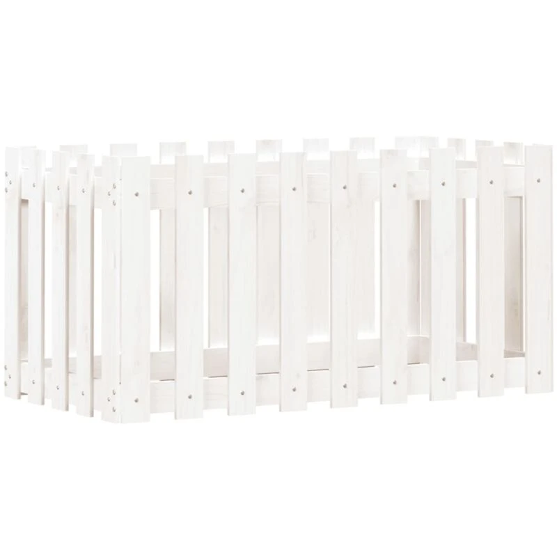 Image of vidaXL Raised Bed w/ Fence Design White 100x50x50cm, White 832478