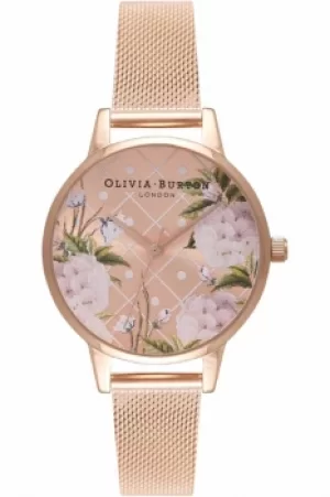 Image of Ladies Olivia Burton Dot Design Floral Mesh Watch OB16DD06