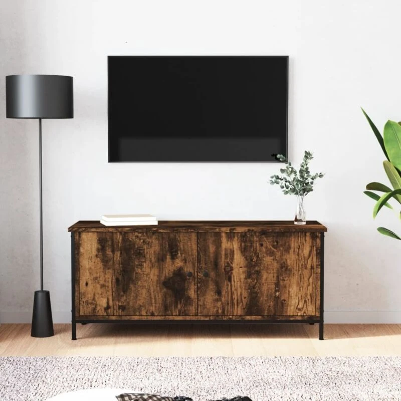 Image of VIDAXL TV Cabinet with Doors Smoked Oak 102x35x45cm Engineered Wood Vidaxl 8720845759353