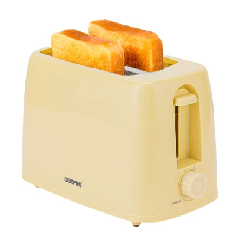 Image of Geepas 2 Slice Bread Toaster 6 Level Browning Control with Crumb Tray Small Slot Beige
