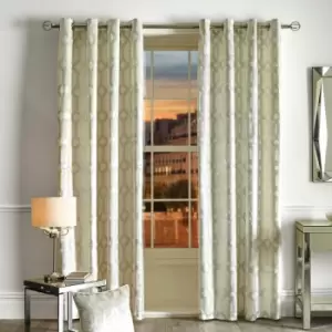 Image of Home Claudette Velvet Foil Print Eyelet Lined Curtains, Ivory, 66 x 72" - By Caprice