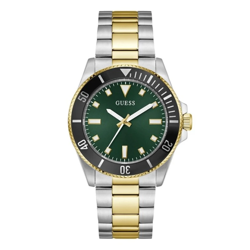 Image of GUESS GW0968G4 Cliff Two Tone Green Dial Bracelet Watch - W96404