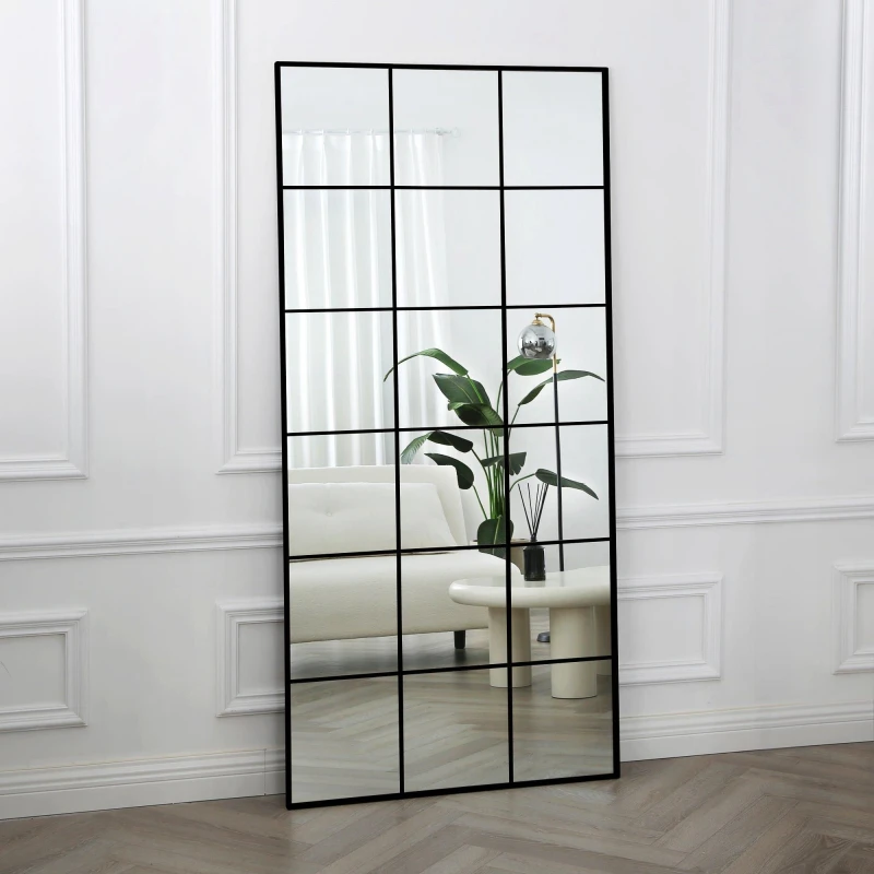 Image of Home Garden Direct Aion - Full Length Window Mirror with Black Frame - 180x90 Black Unisex