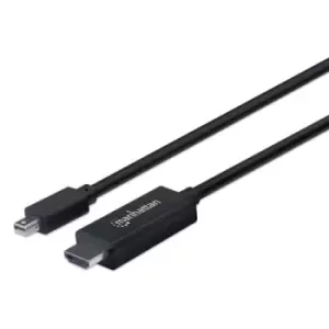 Image of Manhattan Mini DisplayPort 1.1 to HDMI Cable 1080p@60Hz 1.8m Male to Male Black Three Year Warranty Polybag