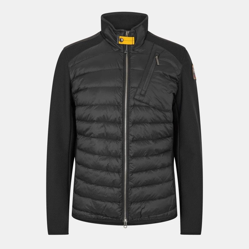 Image of Parajumpers Mens Jayden Duck Down Funnel Neck Short Puffer Jacket Black 541 male M