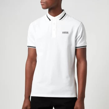 Image of Barbour International Mens Grid Tipped Polo Shirt - White/Black - M