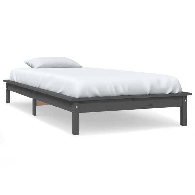 Image of Vidaxl Bed Frame Grey 75X190 Cm Small Single Solid Wood Pine, Grey 820568