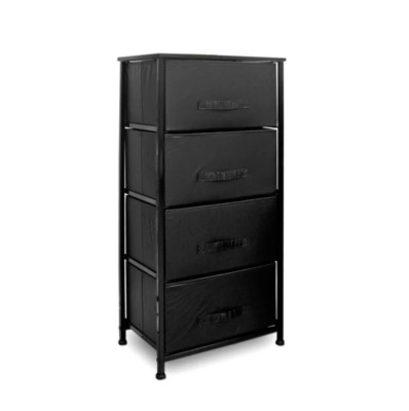 Image of Clarisworld 4 Drawers Storage Tower Dresser - Wood Top, Sturdy Steel Frame, Organizer Unit for Bedroom, Hallway, Entryway, Closets - Laminated Fabric