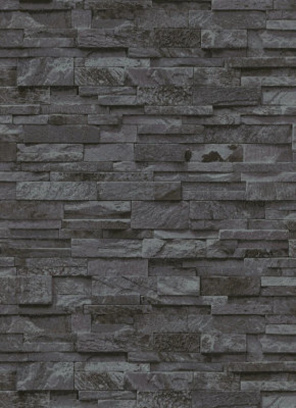Image of Dark Grey Brick Effect Wallpaper Vinyl 3D Slate Stone Split Face Tile Paste The Wall, Grey WL-02363-40