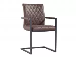 Image of Kenmore Flynn Carver Brown Faux Leather Dining Chair