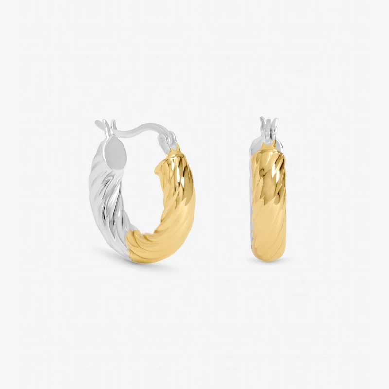 Image of Inicio Sterling Silver Plated Textured Twist Hoops Hoop Earrings One Size Silver 73786111000