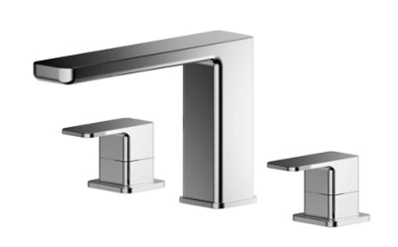 Image of Balterley Square Deck Mounted 3 Tap Hole Bath Filler Tap Chrome Silver unisex