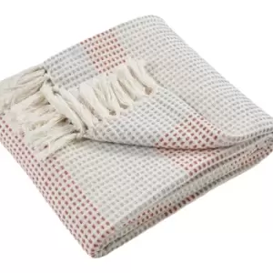 Image of Loft Reva Woven 100% Recycled Cotton Rich Fringed Throw, Paprika, 130 x 180 Cm - Appletree