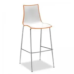 Image of Gecko shell dining stool with chrome legs - orange