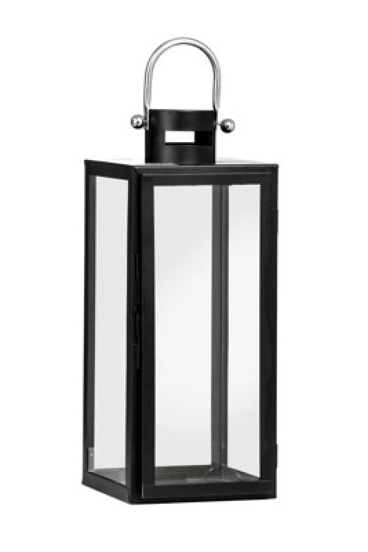 Image of Orsina Medium Black Metal Lantern, Classic Rectangular Candle Lantern For Indoor Outdoor Use, Decorative
