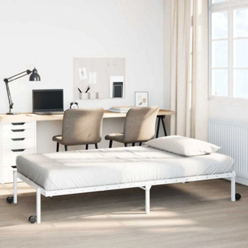 Image of Vidaxl Bed Frame Without Mattress Foldable White 100X200 Cm Steel