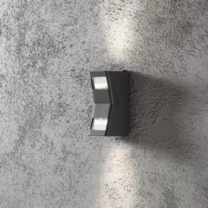 Image of Potenza Outdoor Large Modern Up Down Wall Light, Anthracite GU10, IP54