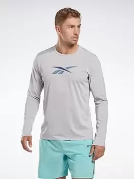Image of Reebok Activchill Long-sleeve Top Athlete T-long-sleeve Top - Grey Size XL Men