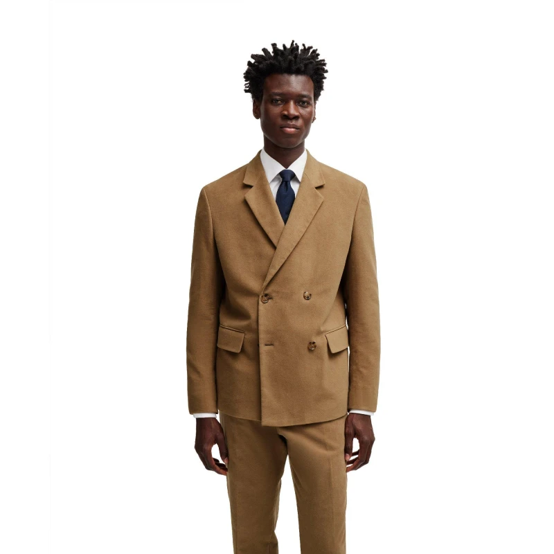 Image of Boss Mens C Cris Double Breasted Formal Jacket Open Beige male 36 (46)