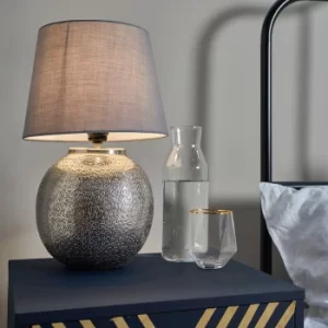 Image of Sina Nickel Table Lamp with Grey Aspen Shade
