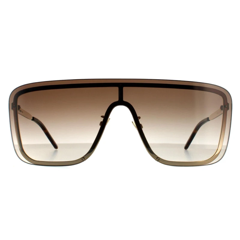 Image of Saint Laurent Saint Laurent Shield Gold Brown Gradient SL 364 MASK Sunglasses Gold One Size Unisex 889652312798