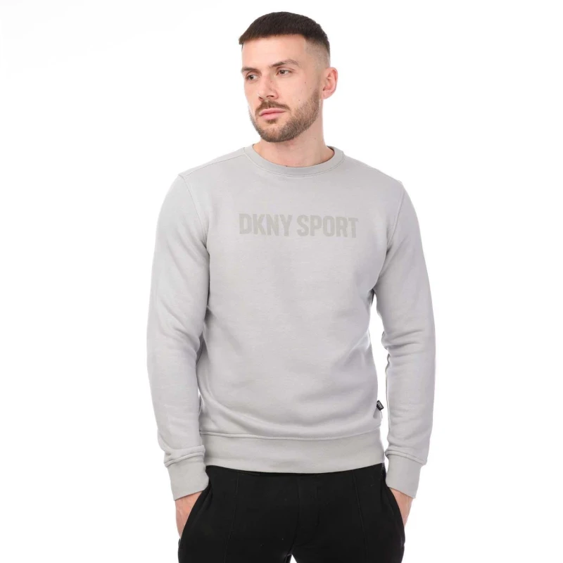 Image of DKNY Printed Logo Crewneck Sweatshirt Silver male M