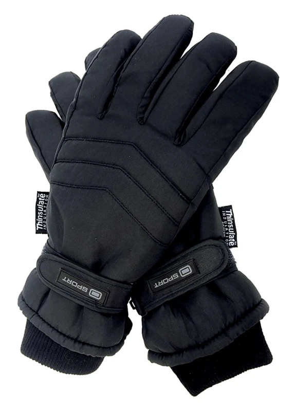 Image of Thinsulate Men 3M Thinsulate 40 gram Thermal Insulated Waterproof Ski Gloves in Black Size: M/L Black M/L Male 5060597072151