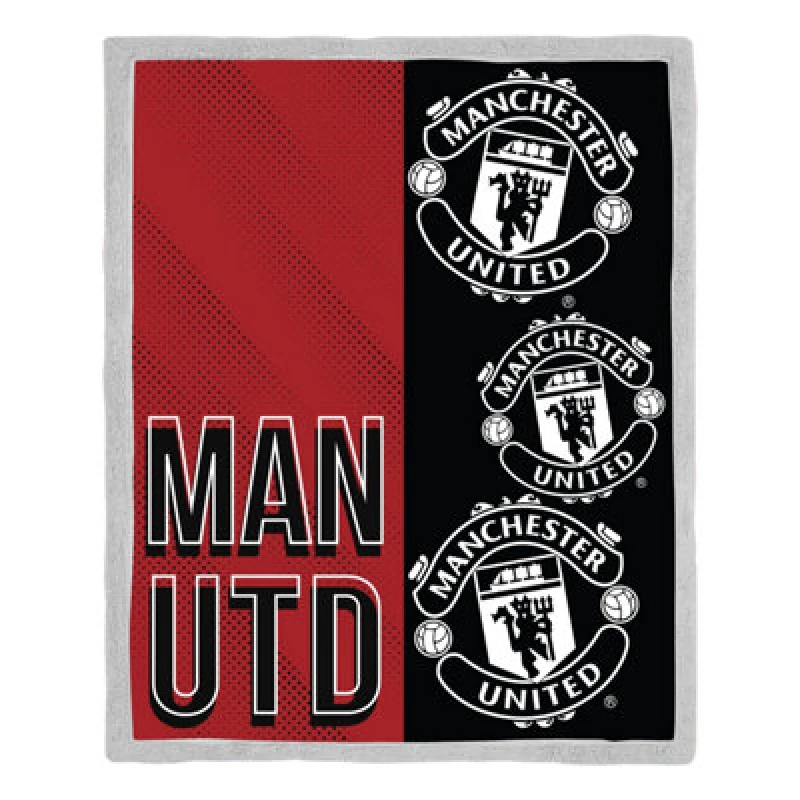 Image of MAN UNITED Manchester United Fc Stacked Sherpa Fleece Blanket