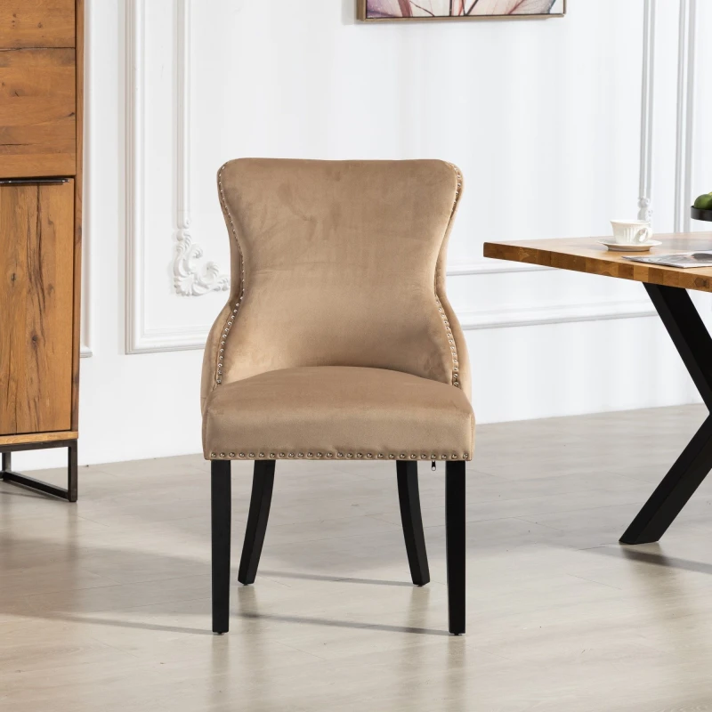 Image of Artemis Home Palata Velvet Fabric Dining Chairs - Set of 2 in Brown Size: 2 Pack Brown Unisex 2 Pack