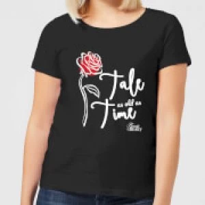 Image of Disney Beauty And The Beast Tale As Old As Time Rose Womens T-Shirt - Black - 3XL