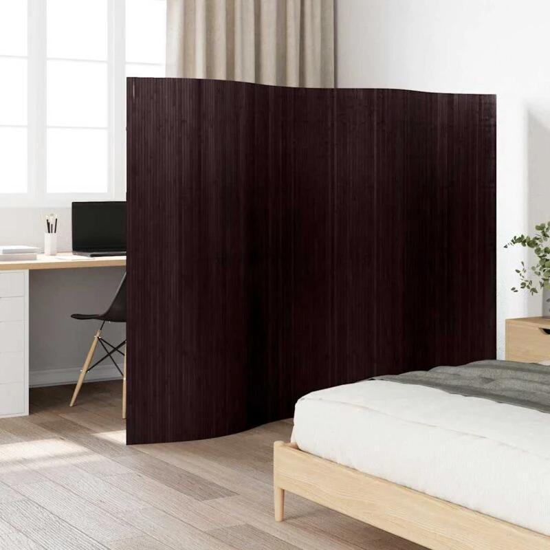 Image of vidaXL Indoor Room Divider Panel Screen Partition Bamboo Dark Brown 250x165 cm