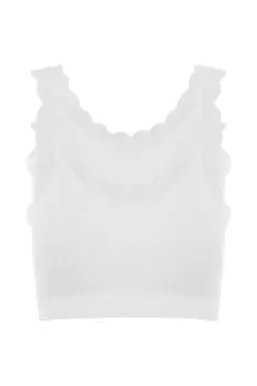 Image of 2 Pack Ribbed Lace Trim Bralettes