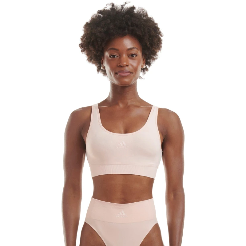 Image of adidas Sport Active Seamless Micro Stretch Scoop Lounge Bra - Beige Beige 10
