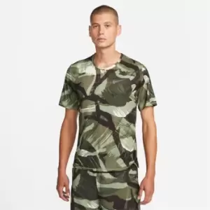 Image of Nike Miler Camo Short Sleeve Running Top Mens - Green