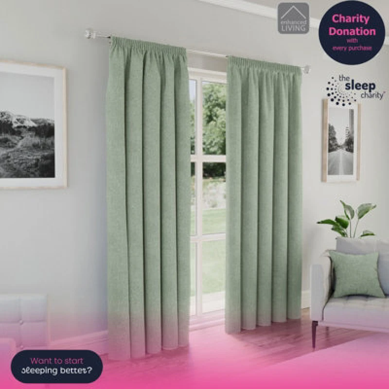 Image of Dallas Thermal Textured Ready Made Blackout Curtains Green