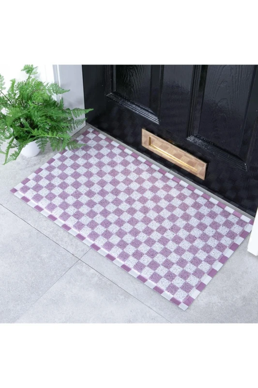 Image of Native Natural Purple Check Doormat (70 X 40Cm)